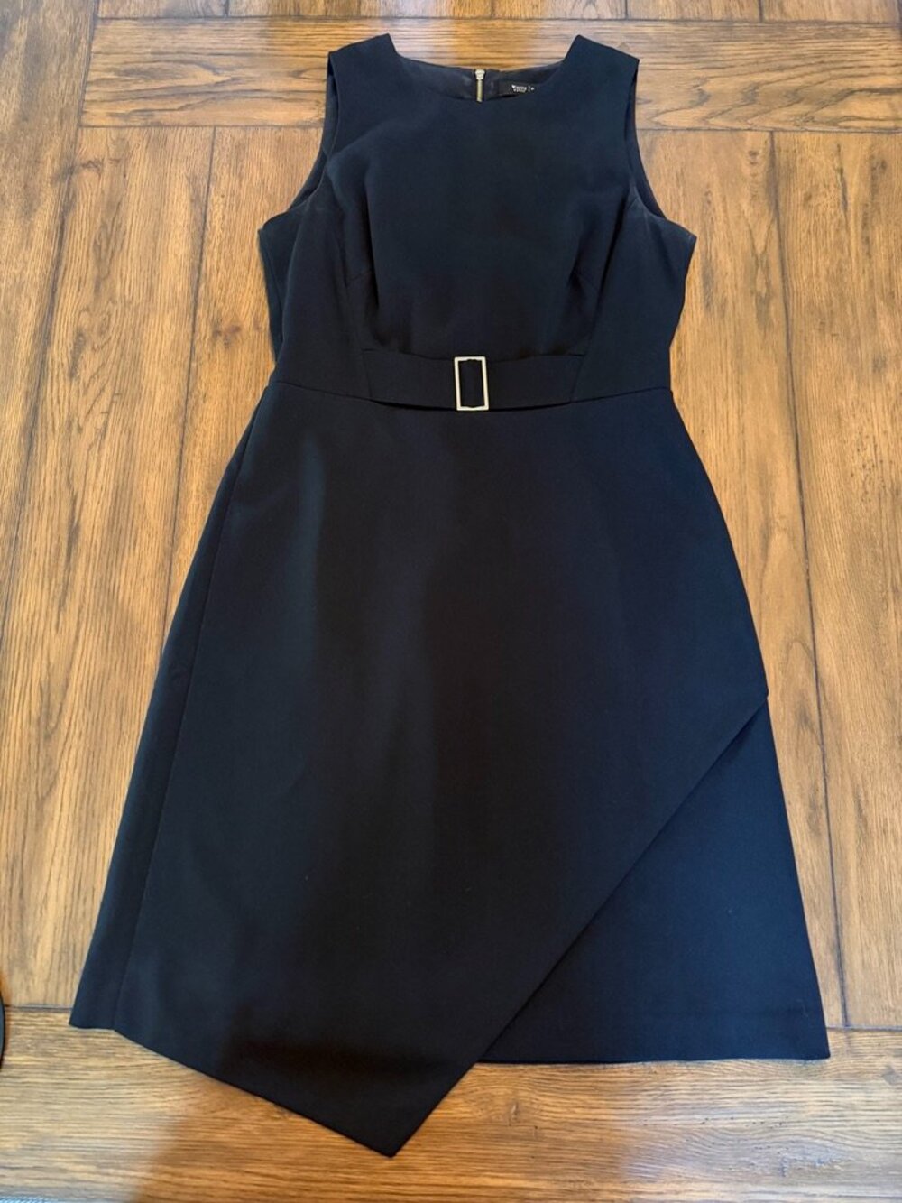 White House Black Market Black Belted Asymmetrical Dress Size 2